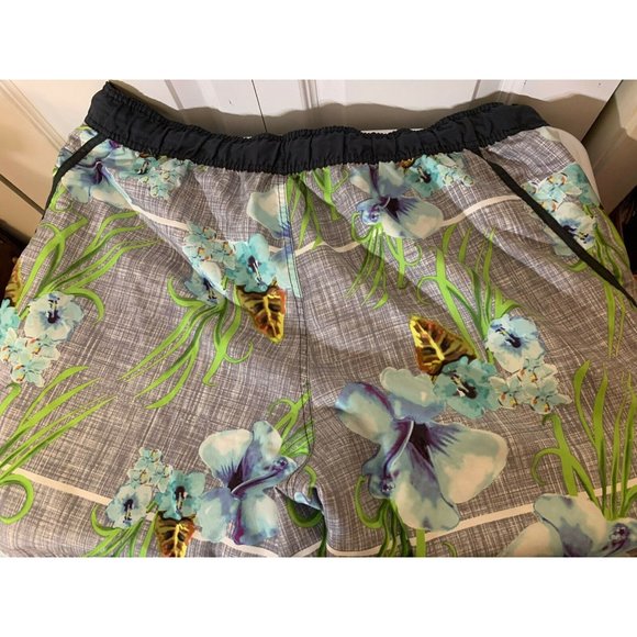 OP Swim Trunks Shorts Men’s Sz XL 40-42 Gray Blue Green Swimming Suit HAWAIIAN - Picture 5 of 7